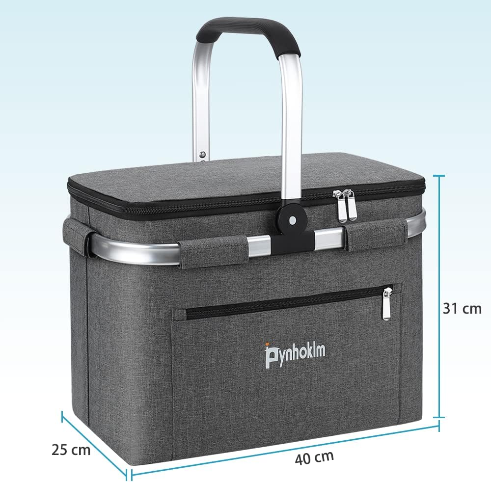 Einkaufskorb Faltbar 30L Faltkorb mit Kühlfunktion Klappkorb mit Deckel 25kg belastbar Einkaufstasch