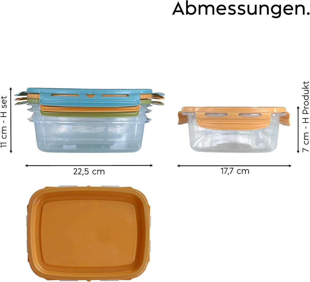 Snips, SnipsLock MIXCOLOR, Set 3 Vorratdosen, 3 x 1,4 LT, Rechteckig, 23,5 x 18,5 x 11 cm Voratdosen