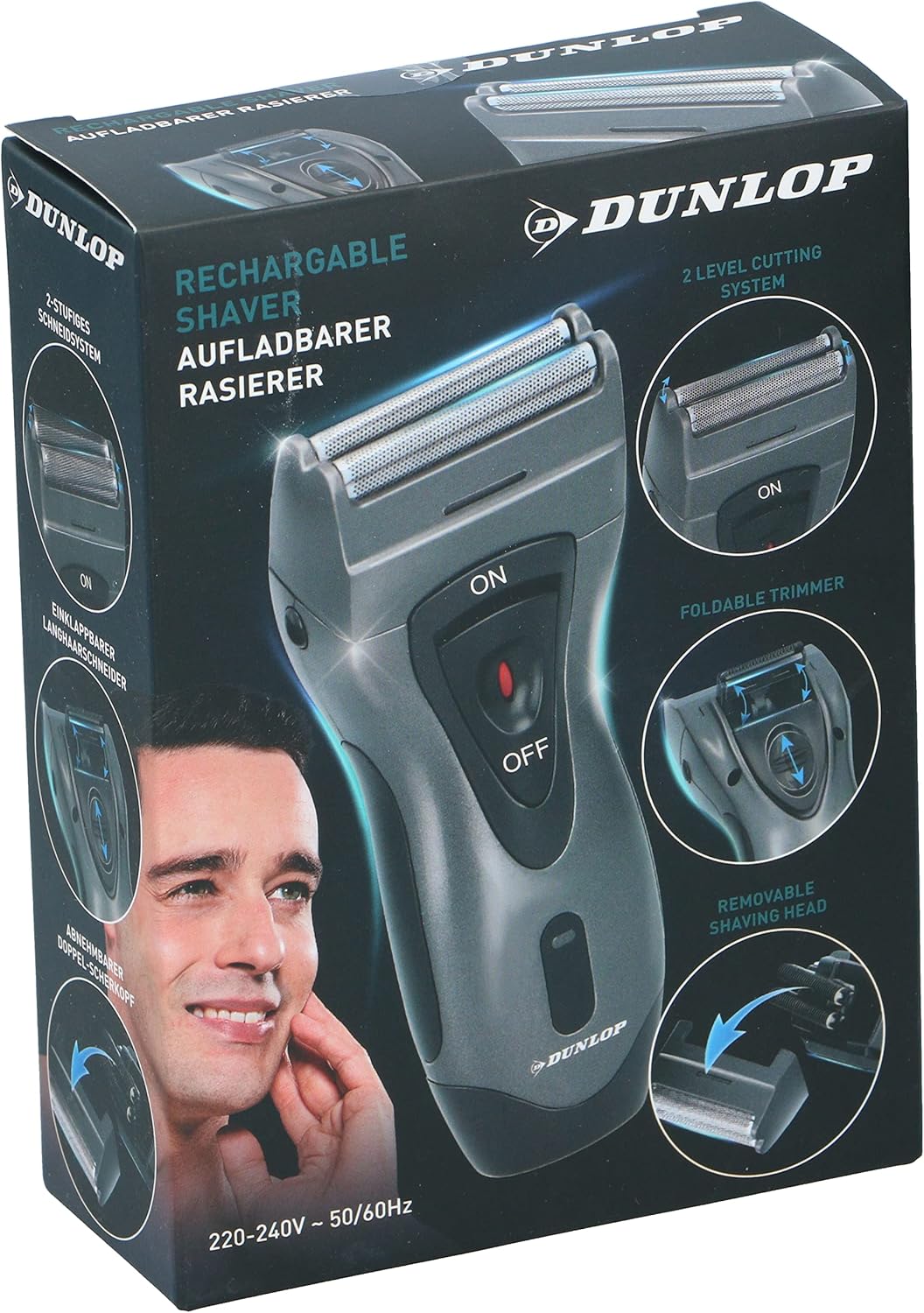 Dunlop Rasierer Herren Elektrisch – Elektrorasierer 230 V PL - Multifunktional Rasierer Herren – Bar