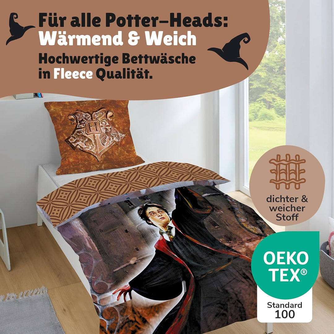 Harry Potter Fleece Bettwäsche 135x200 80x80 cm · Kinderbettwäsche extra weiche Kuschel-Bettwäsche ·