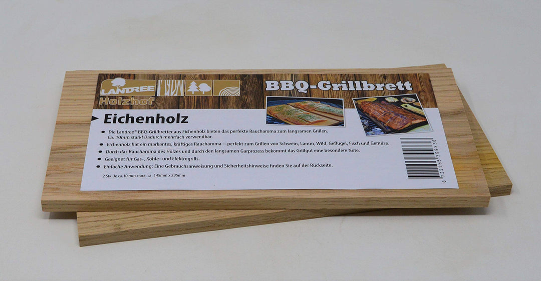 Landree® BBQ Eiche Grillbrett Räucherbrett Planks Set 2Stk mehrfach verwendbar (!) (Eiche), Eiche
