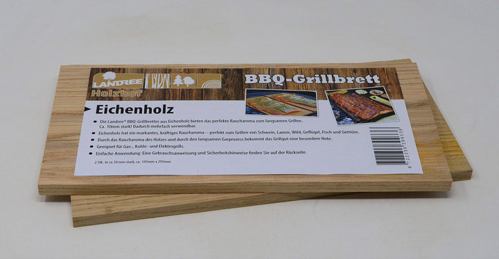 Landree® BBQ Eiche Grillbrett Räucherbrett Planks Set 2Stk mehrfach verwendbar (!) (Eiche), Eiche