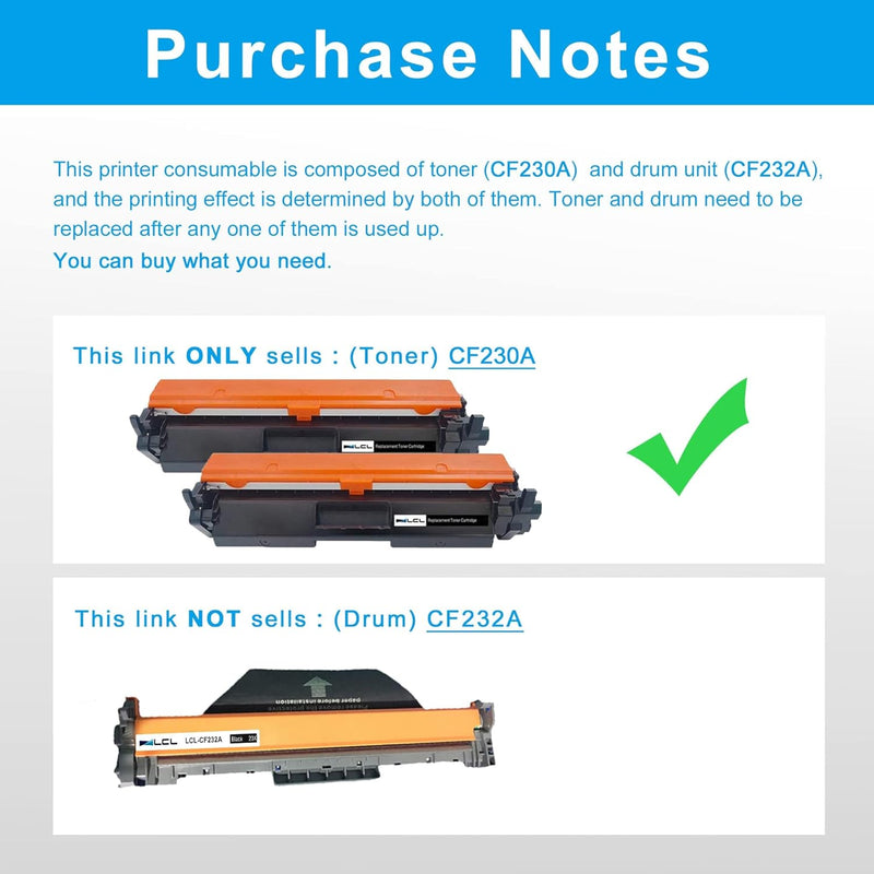 LCL Kompatibel Tonerkartusche 30A 230A CF230A CRG-220 (2 Schwarz) kompatibel für HP Laserjet Pro M20