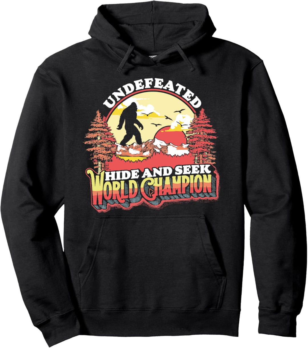 Bigfoot Undefeated Hide and Seek World Champion Vintage 80s Pullover Hoodie