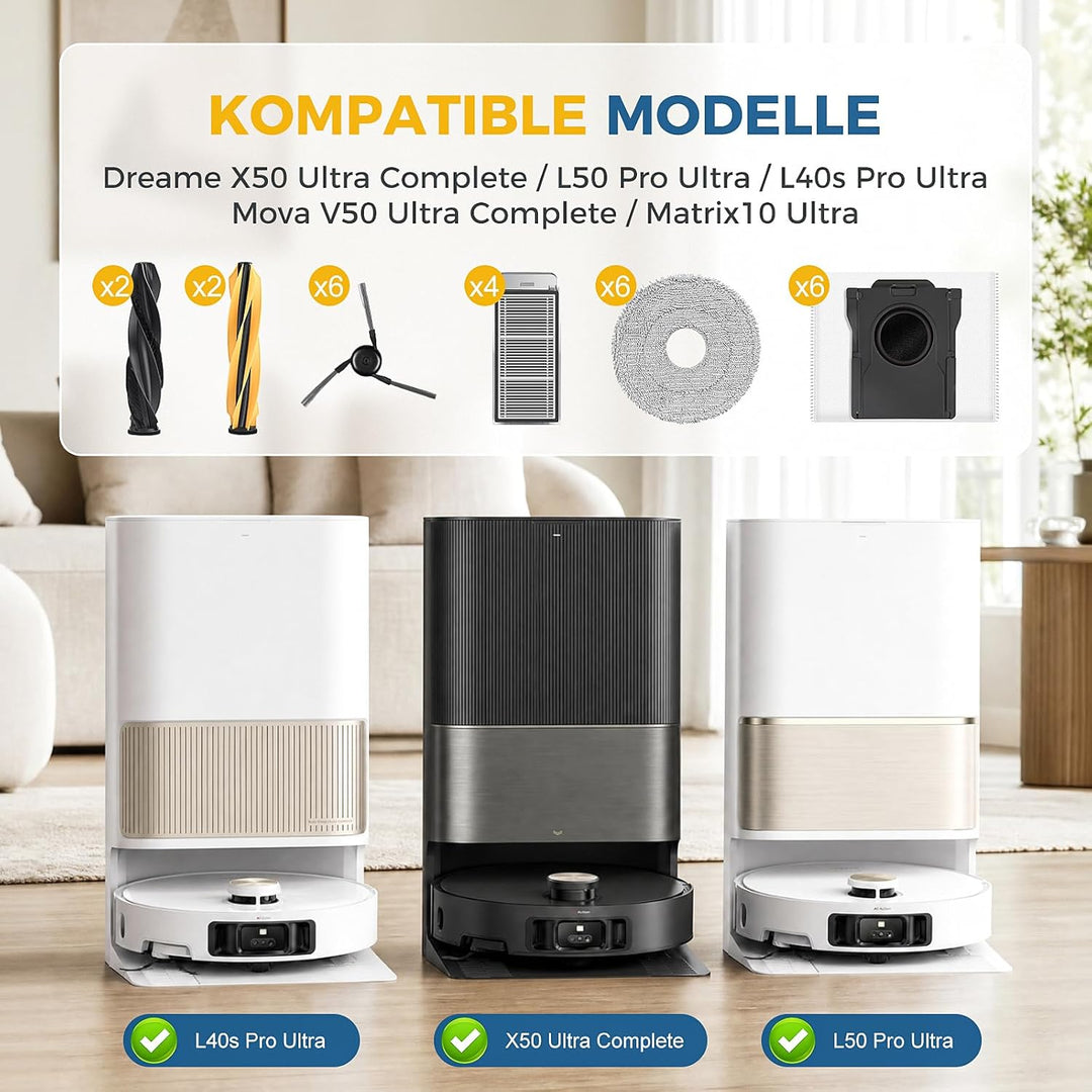 Alloytool 28 Stück Zubehör für Dreame X50 Ultra Complete/L50 Pro Ultra/L40s Pro Ultra/Mova V50 Ultra