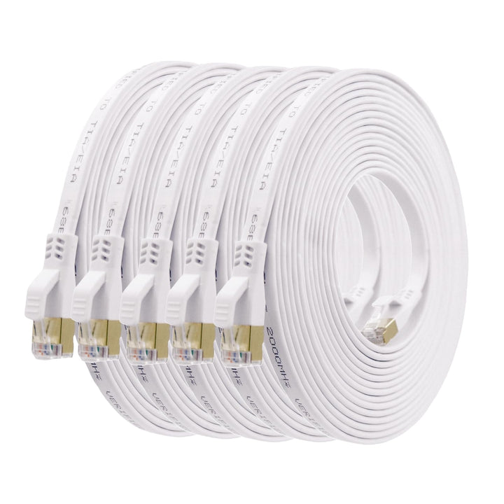 HUGIN CAT8 Netzwerkkabel 2m 5 Stück, flaches 40 Gbit/s-2000 MHz Hochgeschwindigkeits STP LAN Kabel,