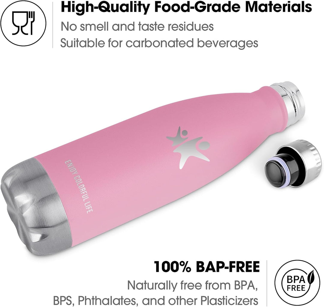 KollyKolla Thermosflasche 500ml/750ml/1L, Trinkflasche Edelstahl 500ml, BPA-frei Isolierflasche, The