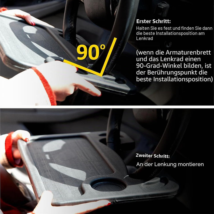 CUTEQUEEN 2-in-1 Auto Lenkrad Tisch - Tragbarer Laptophalter & Esstisch furs Auto,Multifunktionaler