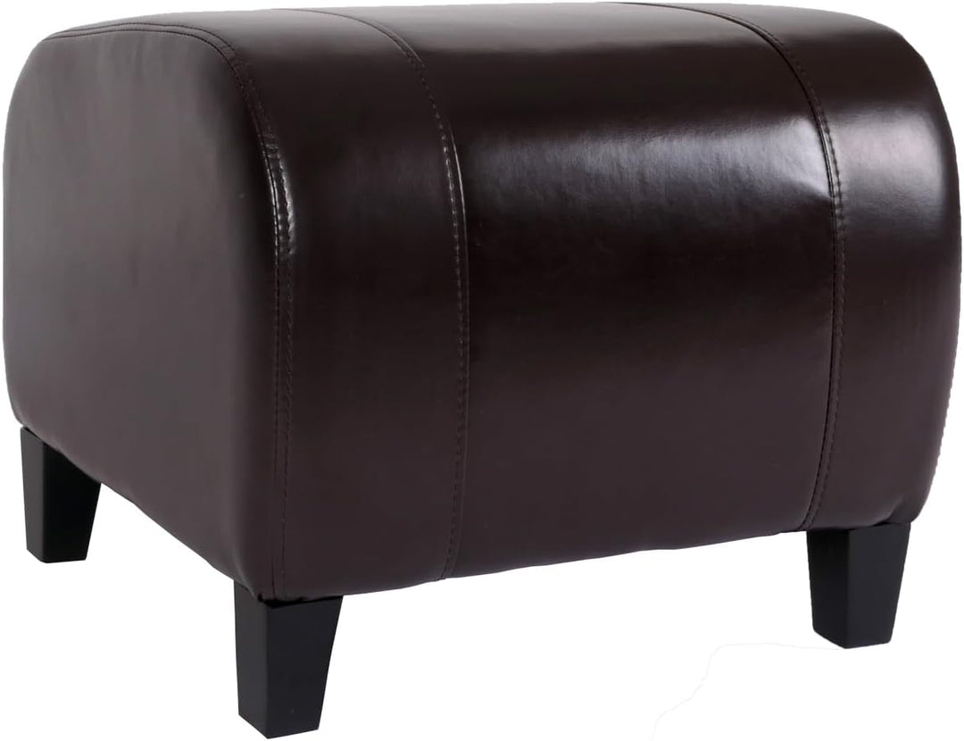 Mendler Hocker Sitzwürfel Sitzhocker Emmen, Leder + Kunstleder, 37x45x47 cm - braun