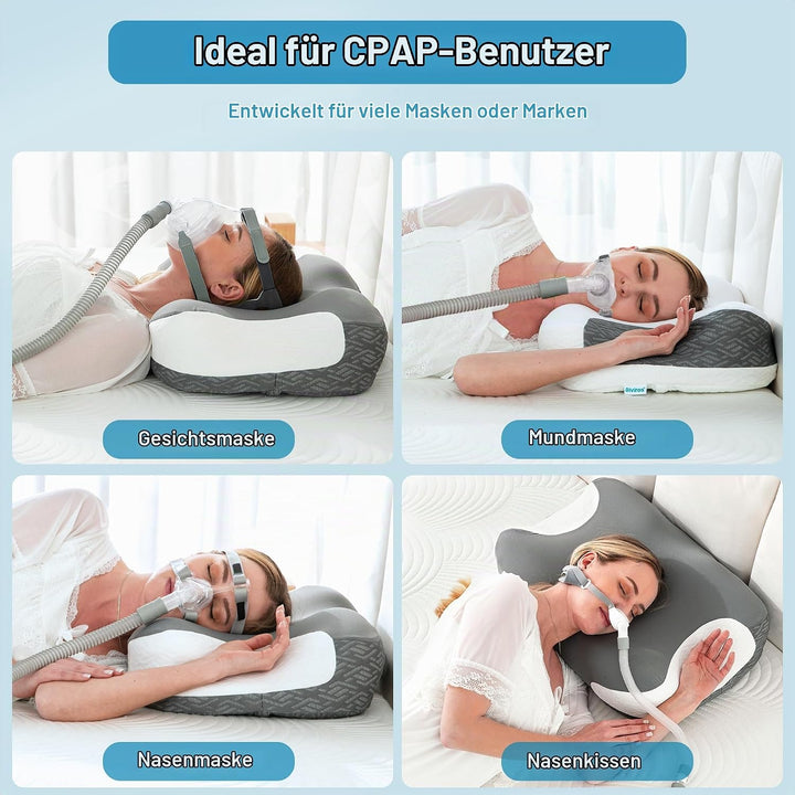 Elviros Memory Foam CPAP-Kissen, Ergonomisches Höhen- und Härteverstellbares Nackenkissen für CPAP-A