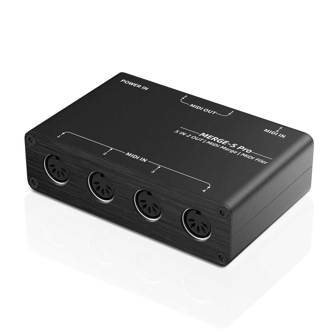 DigitalLife 5-Ein-/2-Ausgangs MIDI Merge Box - (5-Pin DIN MIDI Schnittstelle, MERGE-5) MERGE-5-DL, M