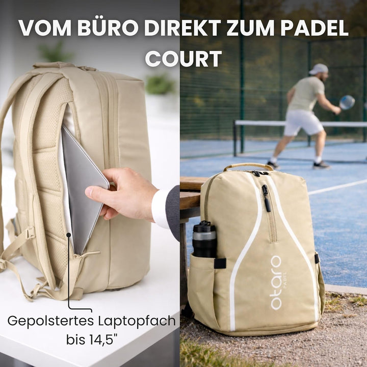 Otaro Padel Tasche mit Schuhfach & Laptopfach – Padel Rucksack für Schläger, Kleidung & Zubehör – Be
