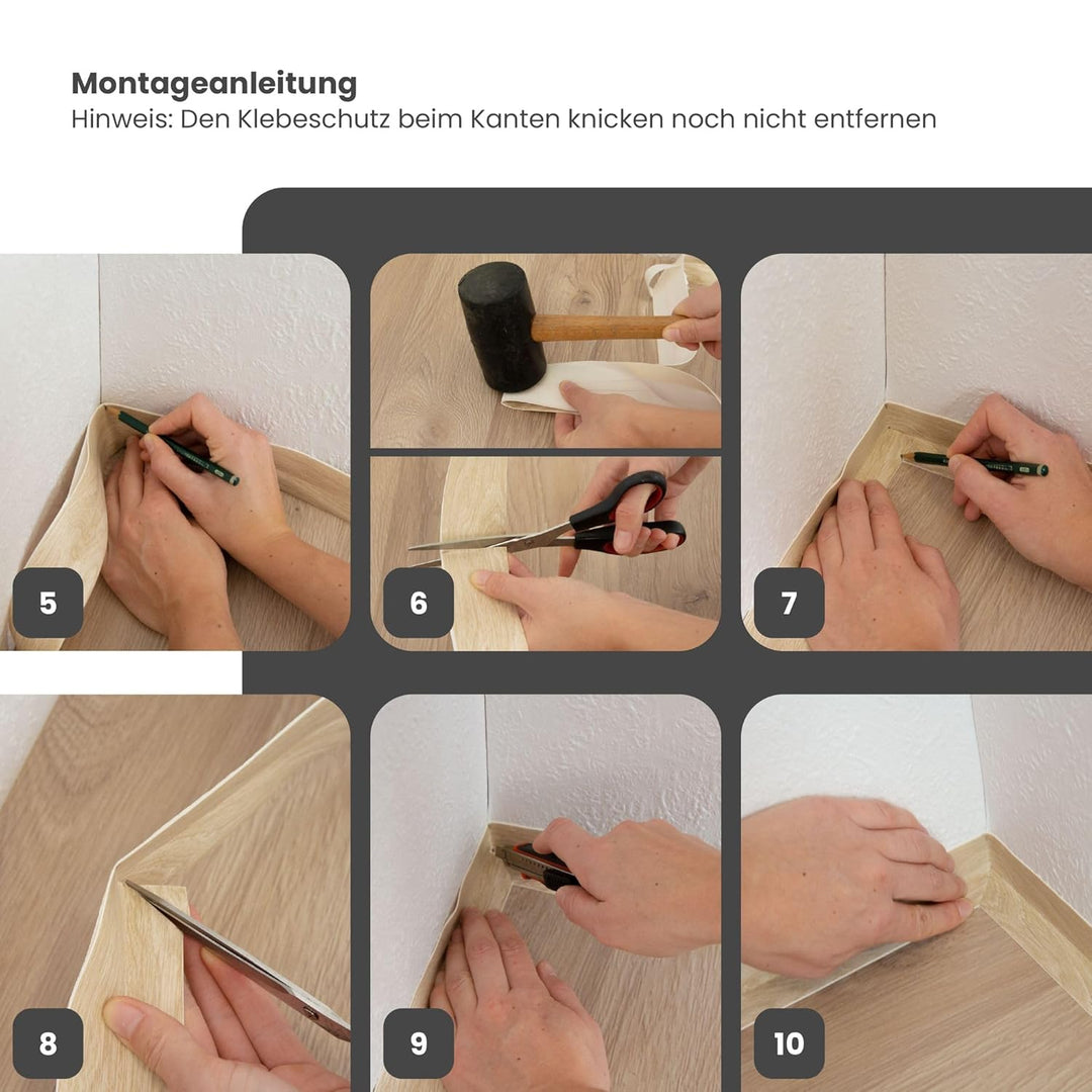 Dalsys Weichsockelleiste selbstklebend Grau 15m Klebeleiste, Abschlussleiste für Fugen in Wohnbereic