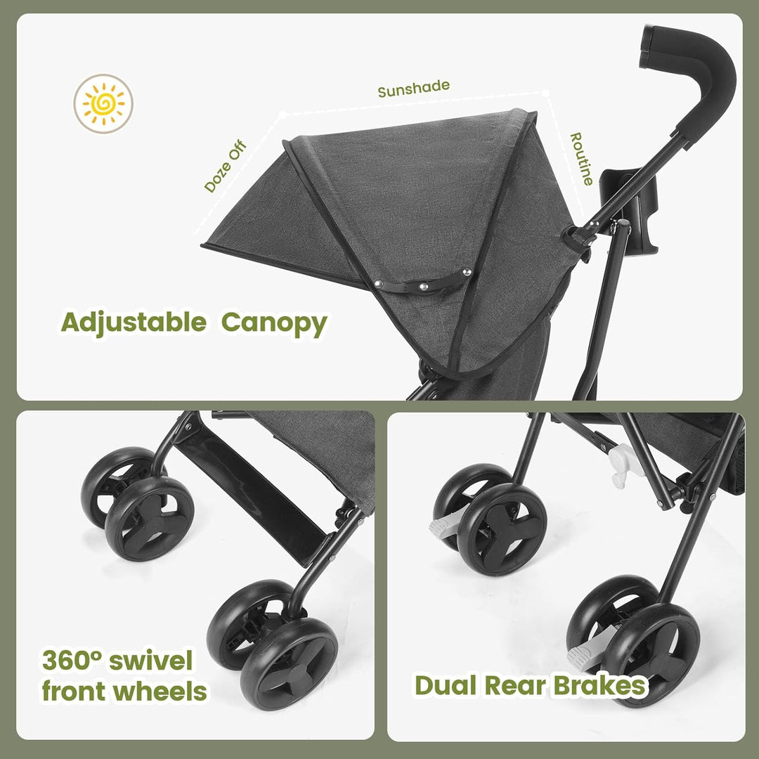 Kinderwagen, Reisekinderwagen mit faltbarem Kinderwagen mit verstellbarem Verdeck, zusammenklappbare
