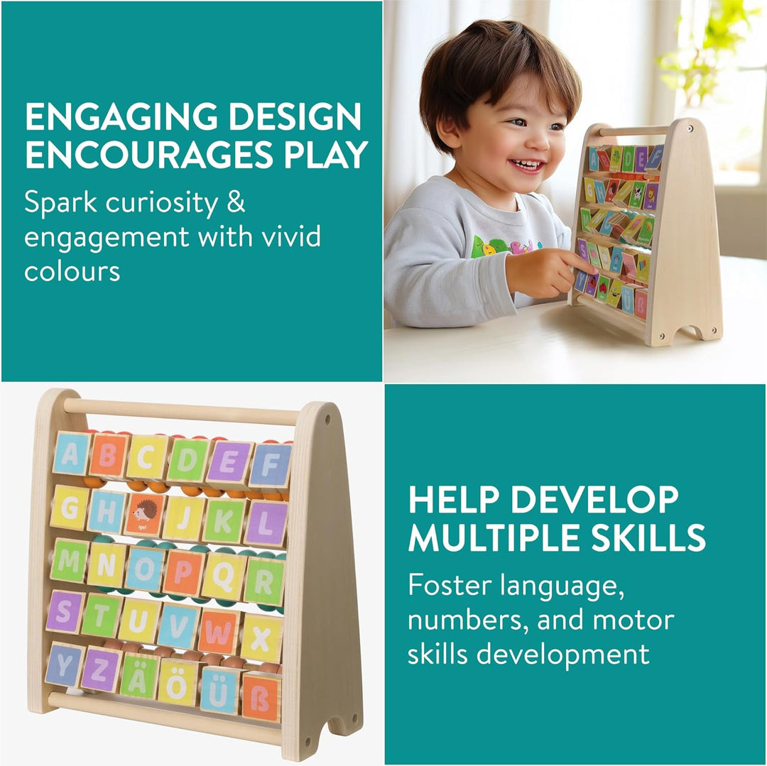 Navaris Lernspielzeug Zahlen Farben - Rechenschieber und Alphabet Abakus für Kinder ab 1 Jahr - Bunt