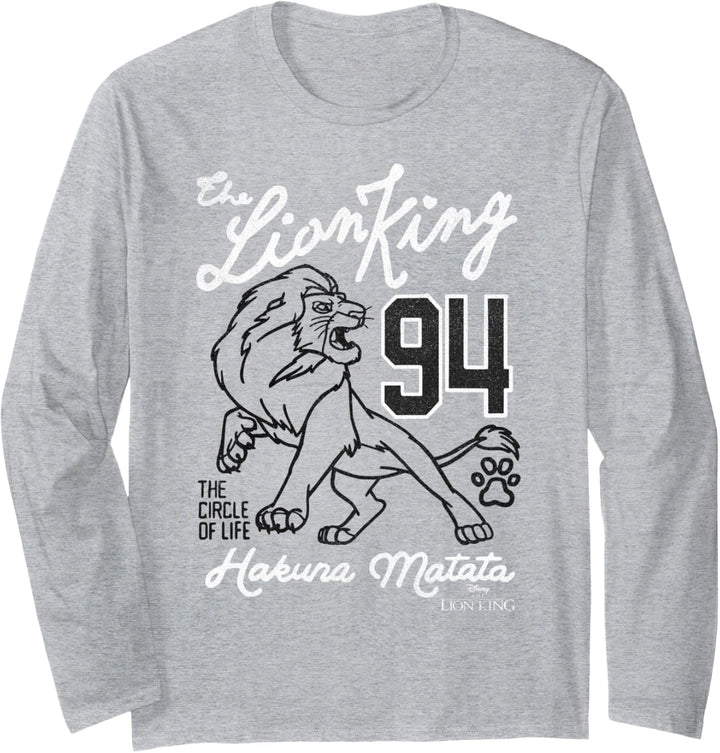 Disney Lion King Simba '94 The Circle Of Life Line Art Logo Langarmshirt
