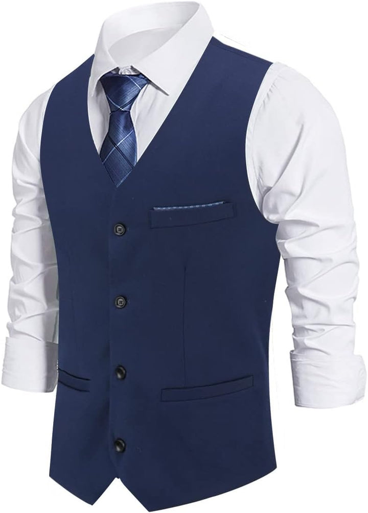 Herren Weste V-Ausschnitt Slim Fit Tweed Ärmellose Weste Vintage Business Formelle Hochzeit Business