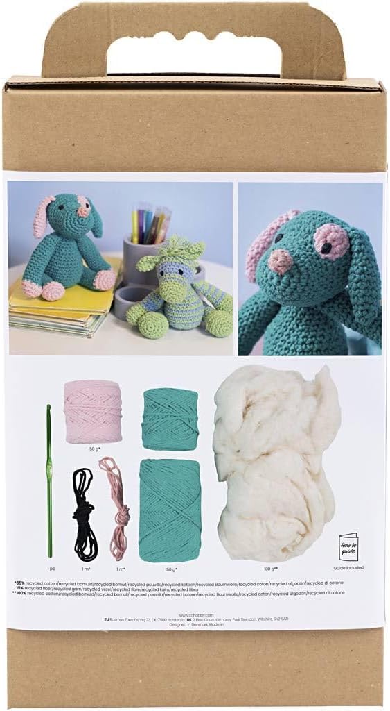 Creativ Company Amigurumi DIY Häkelset (Welpe - Pastellpink, Dunkeltürkis) Welpe - Pastellpink, Dunk