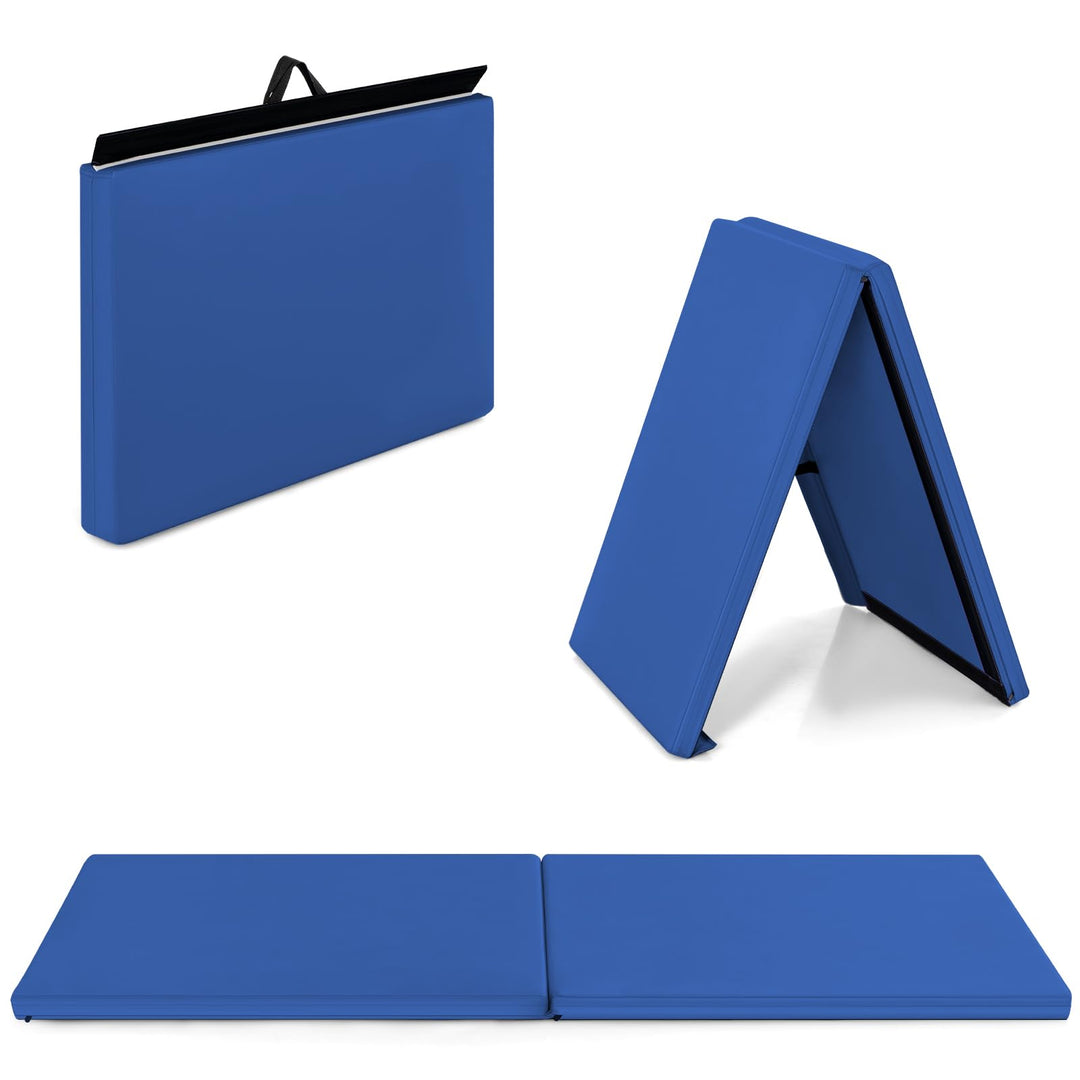 COSTWAY 180x60x4cm Weichbodenmatte, 2 Fach klappbare Gymnastikmatte, Yogamatte mit Klettverschluss u