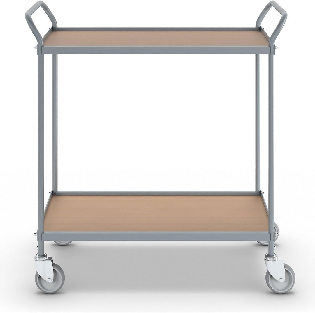 eurokraft | Servierwagen | Etagenhöhe 590 mm | 2 Etagen | mit 4 Lenkrollen | Rad-Ø 100 mm mit 4 Lenk