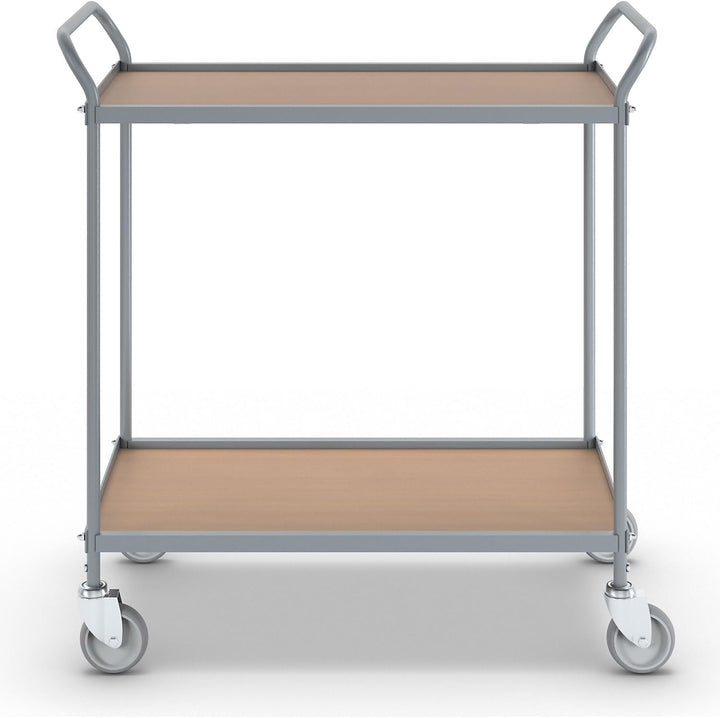 eurokraft | Servierwagen | Etagenhöhe 590 mm | 2 Etagen | mit 4 Lenkrollen | Rad-Ø 100 mm mit 4 Lenk