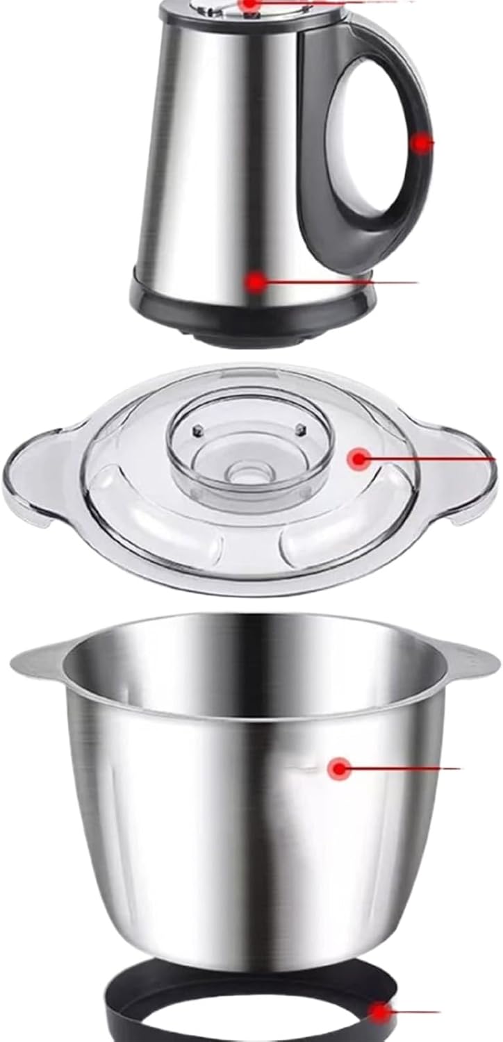Elektrischer Lebenmittelzerkleinerer - Kompakt Kuchenmaschine | Fleischwolf | Kompaktem Edelstahlmix