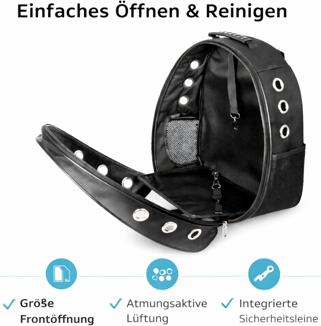 Blue Eyes Haustier Rucksack mit Sichtfenster, Atmungsaktive Transporttasche für Katzen & kleine Hund