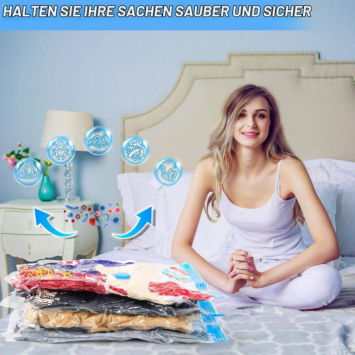 Vakuumbeutel für Kleidung &amp; Bettdecken, 15 Stück Set mit vacuum bags for clothing Handpumpe – Platzs