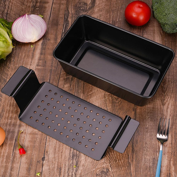Hackbratenform mit Ablaufschale, 22,9 x 12,7 cm, grosse BPA-freie Ofen-Kastenform zum Backen, Brot,