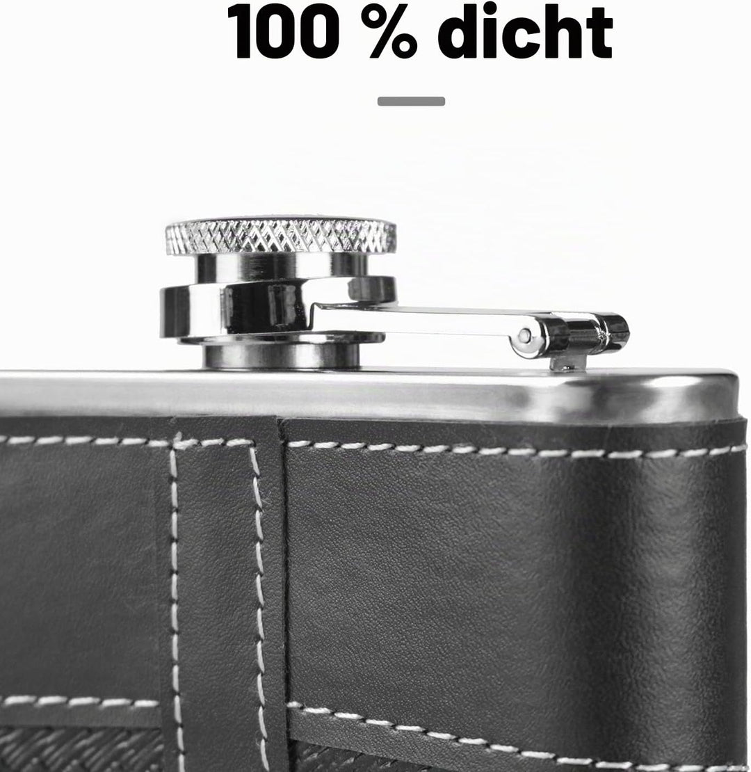 Flachmann-Set - 304 Edelstahl Mit Trichter, Schnapsgläser - Geschenk für Herren, Whiskey, Rum, Trauz