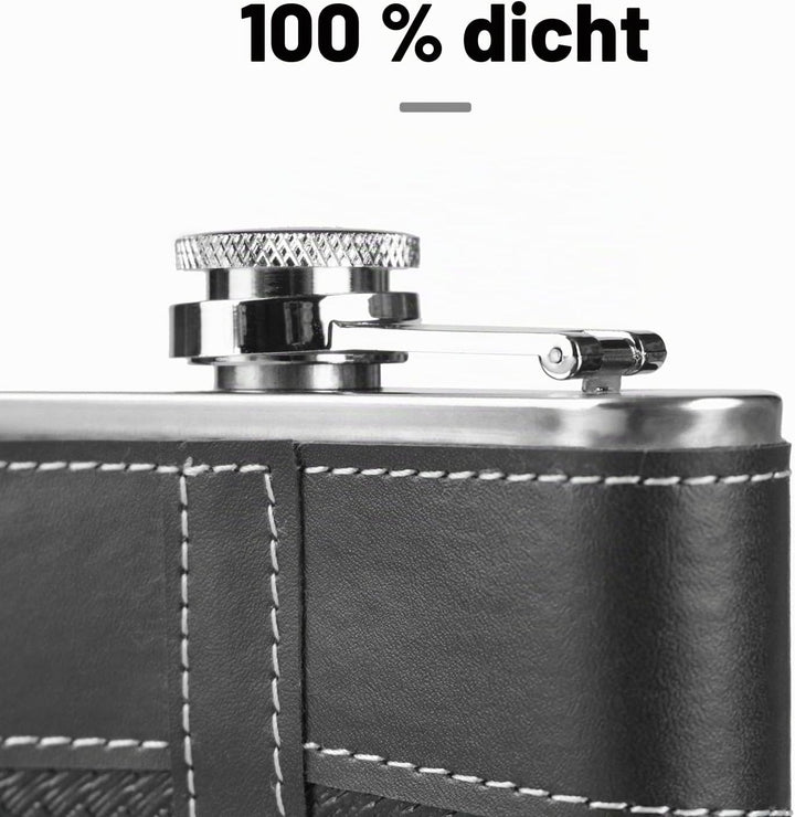 Flachmann-Set - 304 Edelstahl Mit Trichter, Schnapsgläser - Geschenk für Herren, Whiskey, Rum, Trauz