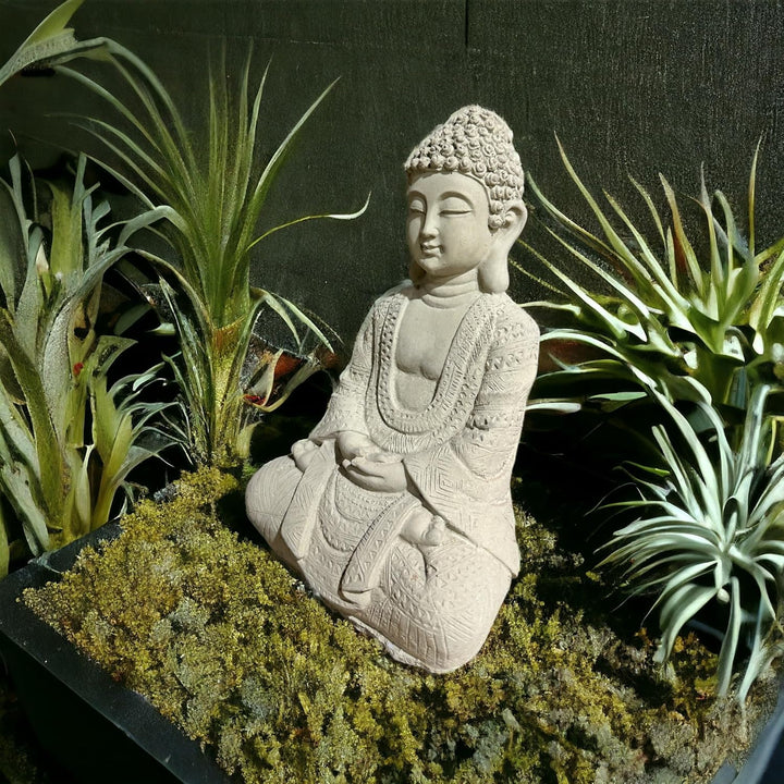 OriginalPaul Skulp & Betondesign Frostsichere sitzende Buddha Steinfigur - Handgefertigt in Deutschl
