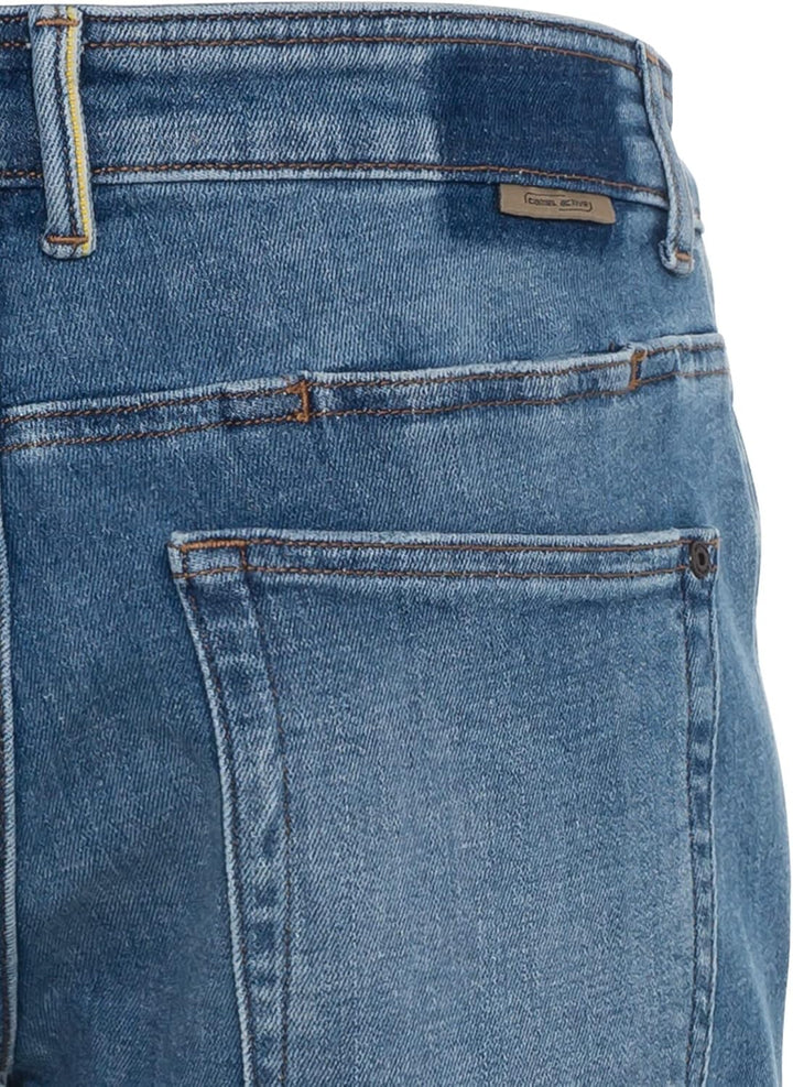 camel active Herren Tapered Fit Destroyed Jeans mit Smartphone Tasche 31W / 32L Denim Blau, 31W / 32
