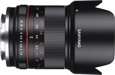 Samyang 21/1,4 Objektiv APS-C Sony E manueller Fokus Fotoobjektiv, Weitwinkelobjektiv schwarz, Sony