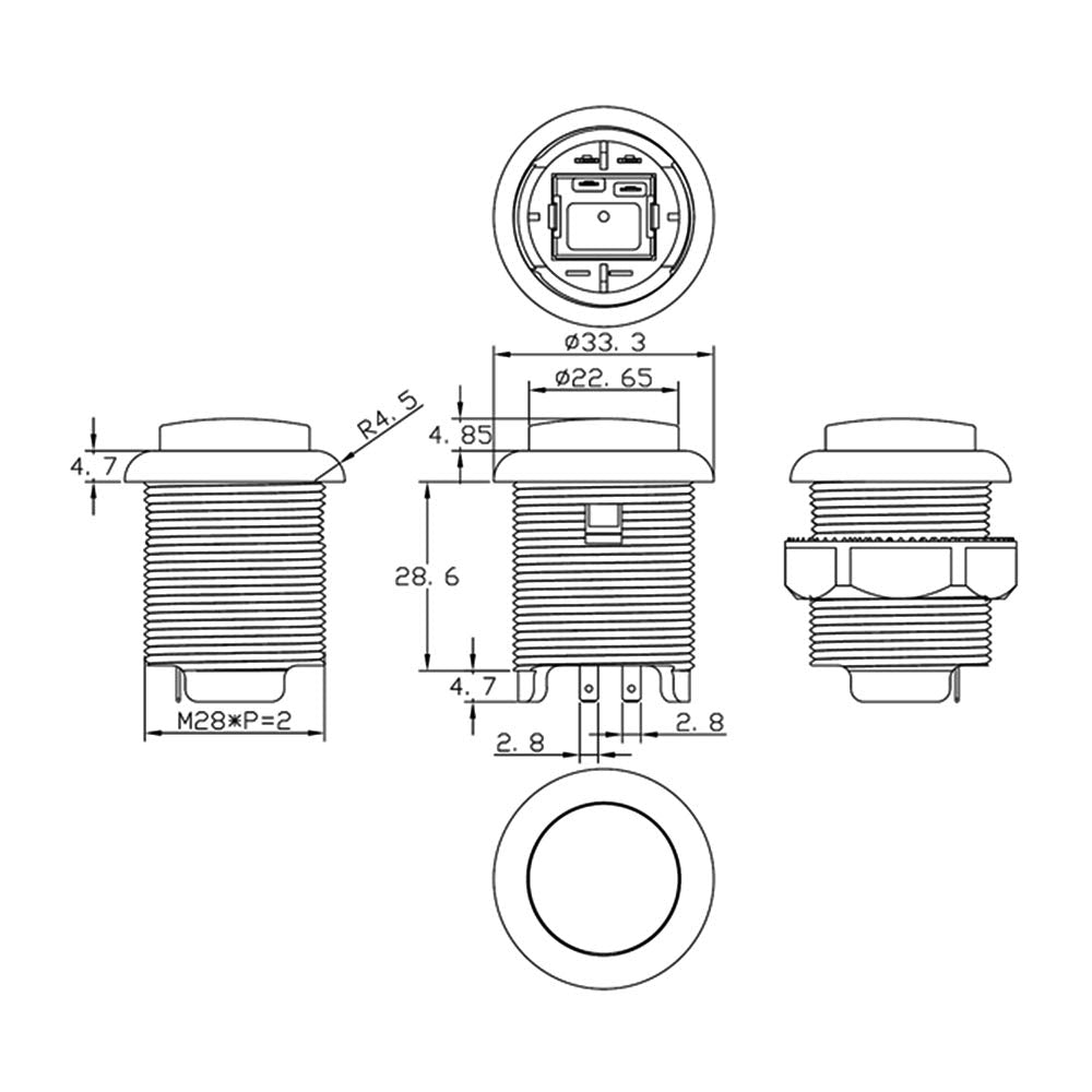 Reyann 4 Stück/Packung 5V LED beleuchtete Knopf-1P / 2P Spieler-Start-Knöpfe / 2x Münzen-Knöpfe für