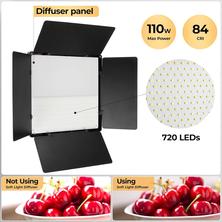 LED Videoleuchte, 2-Pack zweifarbige Studioleuchten, 720 LEDs Video Streaming Licht mit Fernbedienun