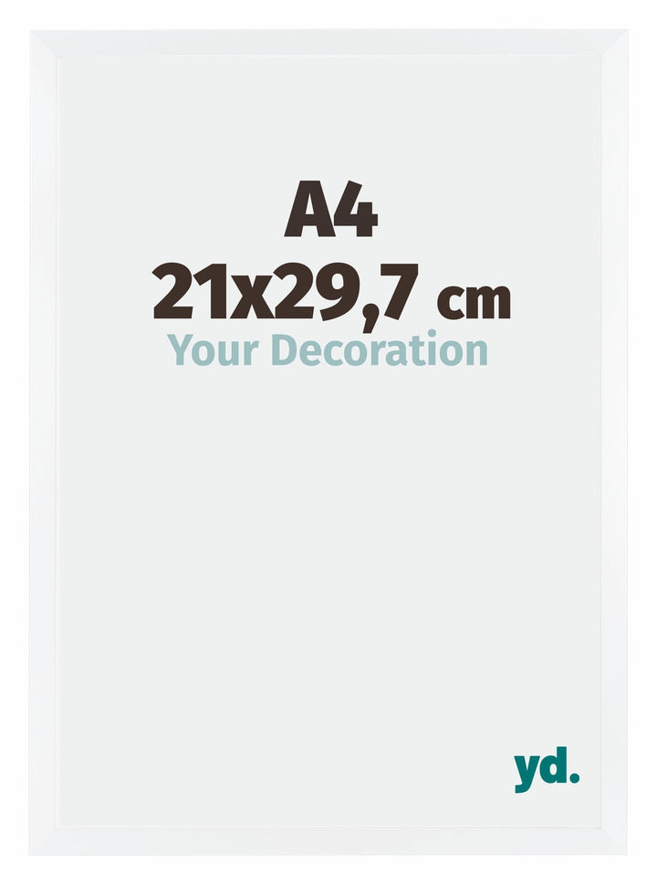 yd. Your Decoration - Bilderrahmen DIN A4 21x29,7 cm - Weiss Matt - Bilderrahmen aus MDF mit Acrylgl