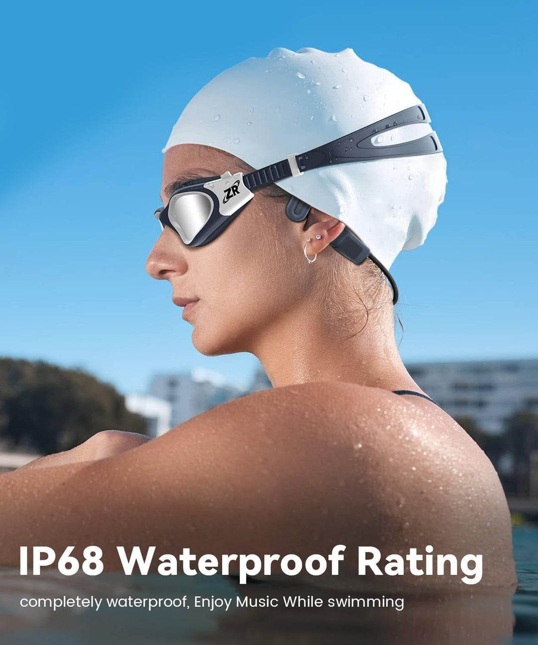 MONODEAL Kopfhörer Schwimmen, IP68 Knochenschall Kopfhörer Bluetooth 5.3 Sport Bone Conduction Kabel