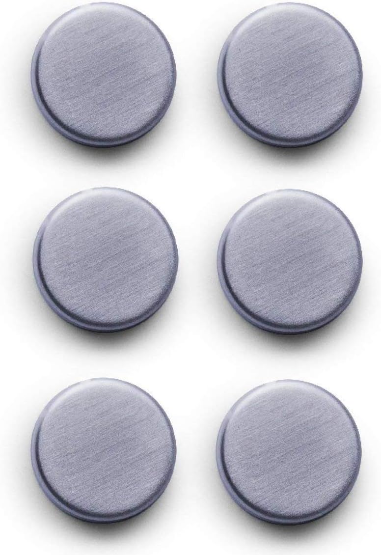 Zeller Memoboard, Edelstahl, Silber, 50 x 35 x 1.5 cm & 11203 Magnet-Set 6-teilig, Ø 2.7 cm, Edelsta