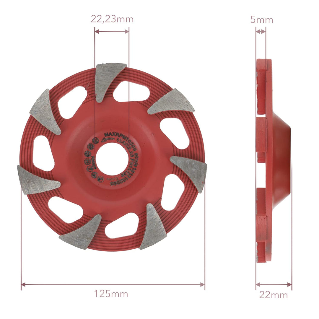 PRODIAMANT Diamant Schleiftopf 125mm Superlight Beton, leichtbau Schleifteller Bohrung 22,23, 125mm