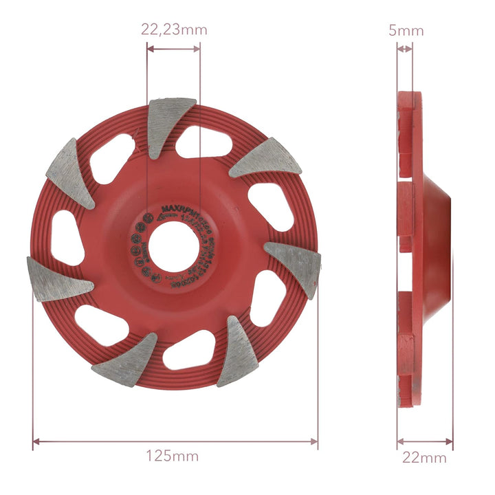 PRODIAMANT Diamant Schleiftopf 125mm Superlight Beton, leichtbau Schleifteller Bohrung 22,23, 125mm