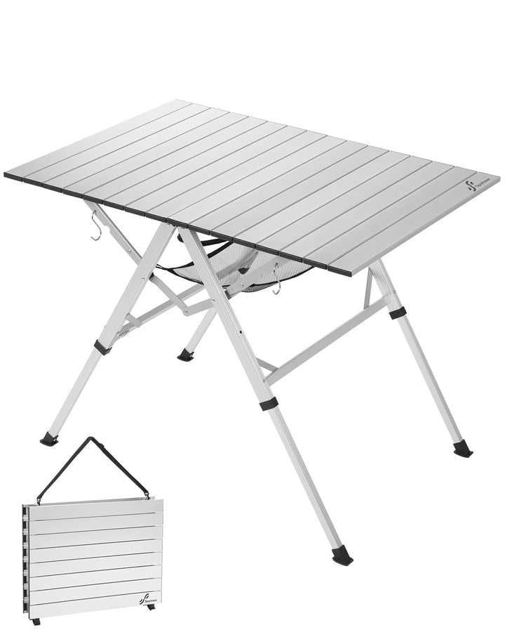 Sportneer Campingtisch Klappbar – Aluminium Rolltop Tisch mit 3-Fach höhenverstellbaren Verriegelung
