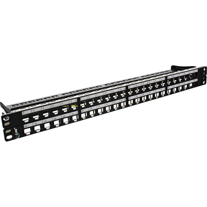 InLine 76848C Patchfeld 48-fach, Keystone Snap-In Leerblech Patchpanel, 19", 1HE, schwarz