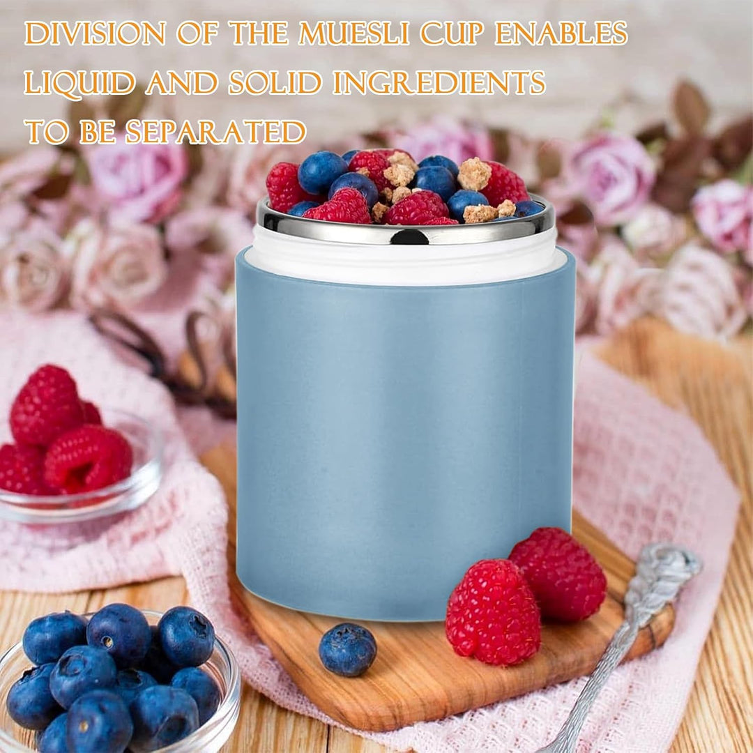 Chedin Müslibecher To Go mit Deckel, Edelstahl Porridge Becher 730ml Auslaufsicher joghurtbecher to
