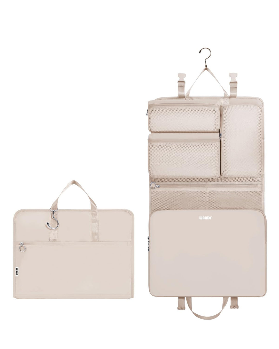 WANDF 6-in-1 Packing Cubes Koffer Organizer mit 360°-Aufhängehaken, Wasserabweisende Packwürfel Komp