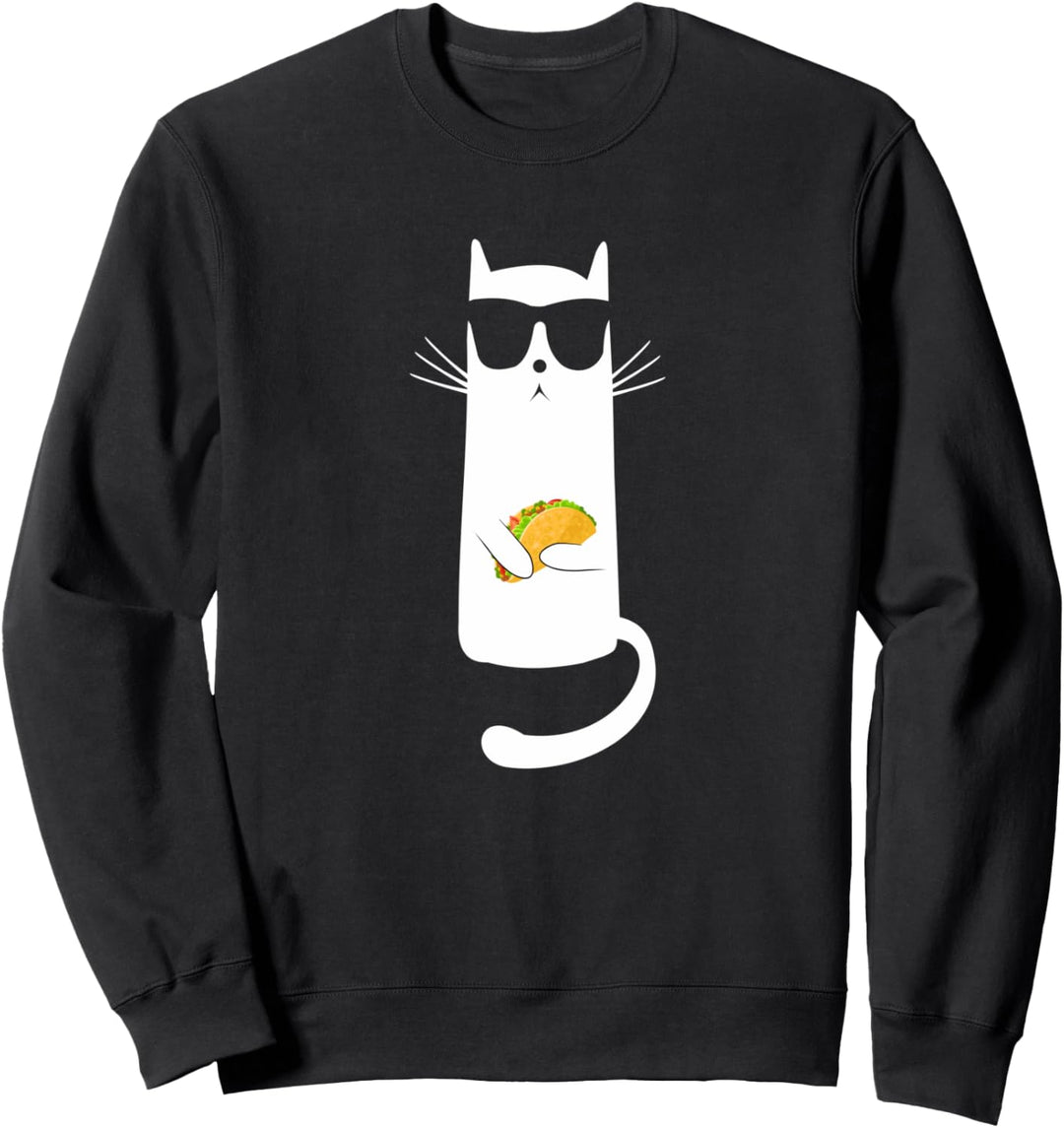 Lustige Katze mit Sonnenbrille mit Taco Sweatshirt