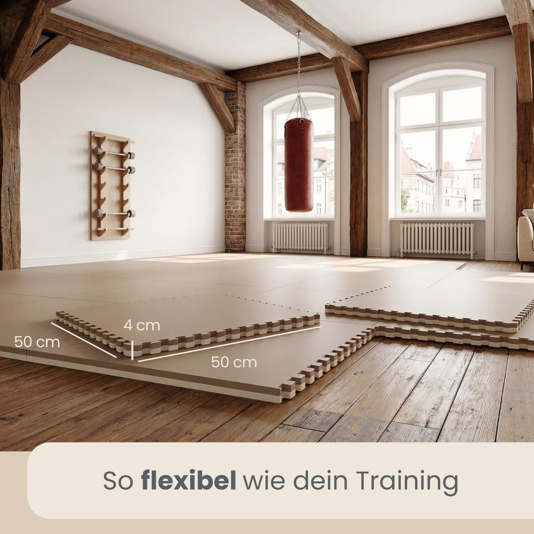 EYEPOWER Fitnessmatte 50x50x4 cm - 4 EVA Bodenschutzmatten 4 cm dick - 1m² Puzzlematte für Homegym F