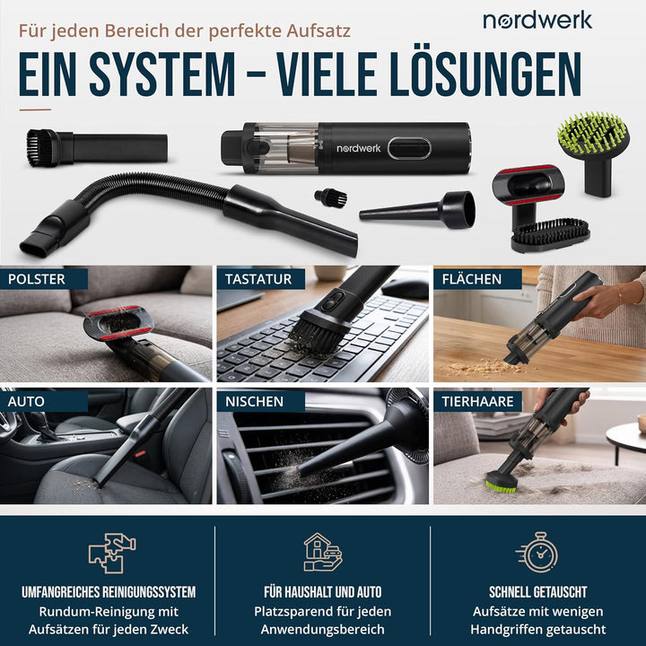 Akku Handstaubsauger Nordwind NEO für Auto &amp; Haushalt, kabellos | starker Mini Staubsauger mit DeepR
