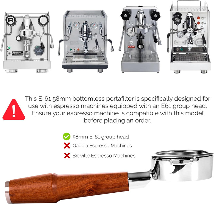 Siebträger für E61-Gruppenkopf, 58 mm, professioneller Siebträger in Barista-Qualität, kompatibel mi