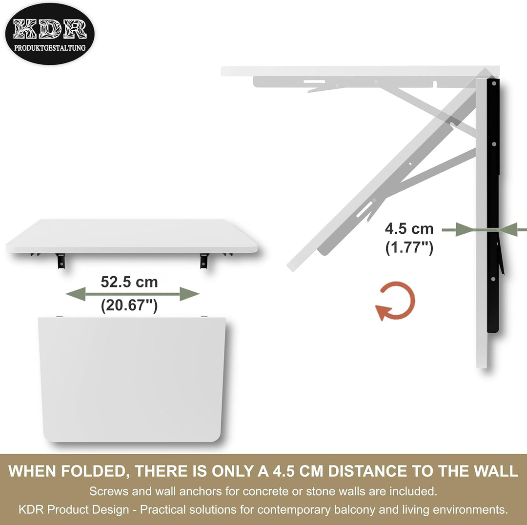 Wandklapptisch Schreibtisch Tischplatte 70x50 cm Klapptisch Esstisch Küchentisch für die Wand Bartis